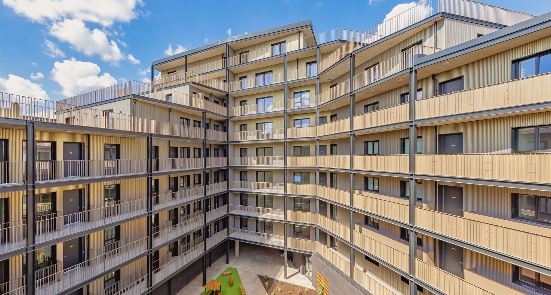 Drone shot of internal courtyard