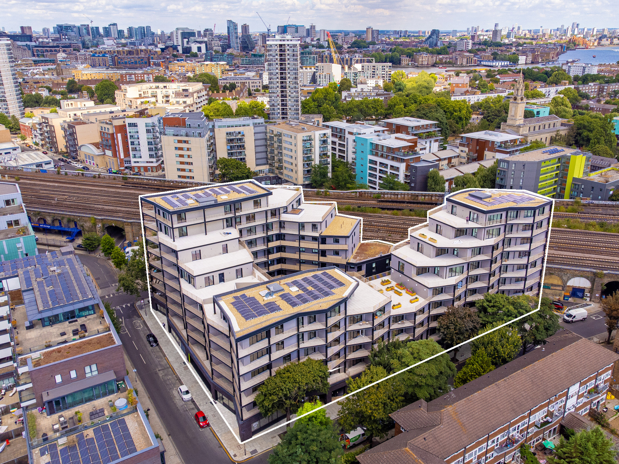 Drone shot looking east